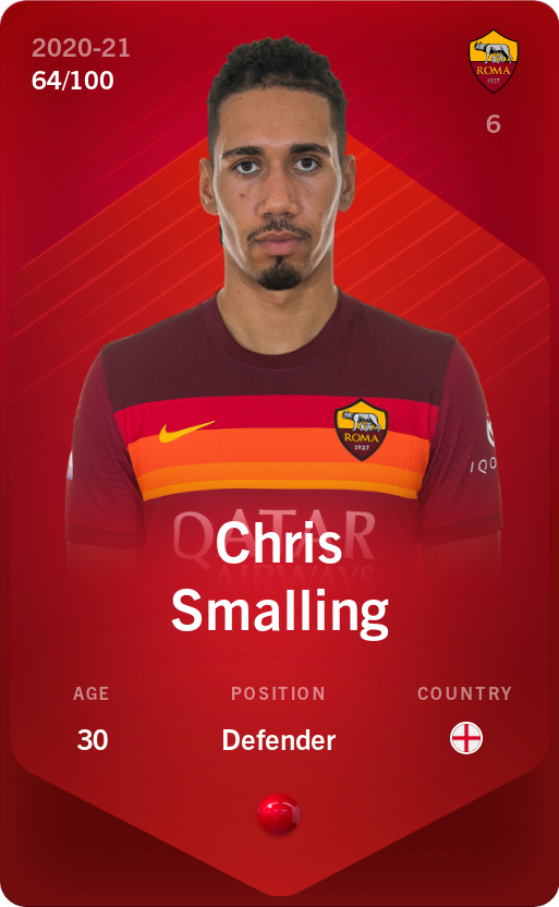 Sorare - Sorare Official - Chris Smalling 2020-21 • Rare 64/100 - NFT # 5899174657038291666715849339148255428933218116607275316445172434796841781010