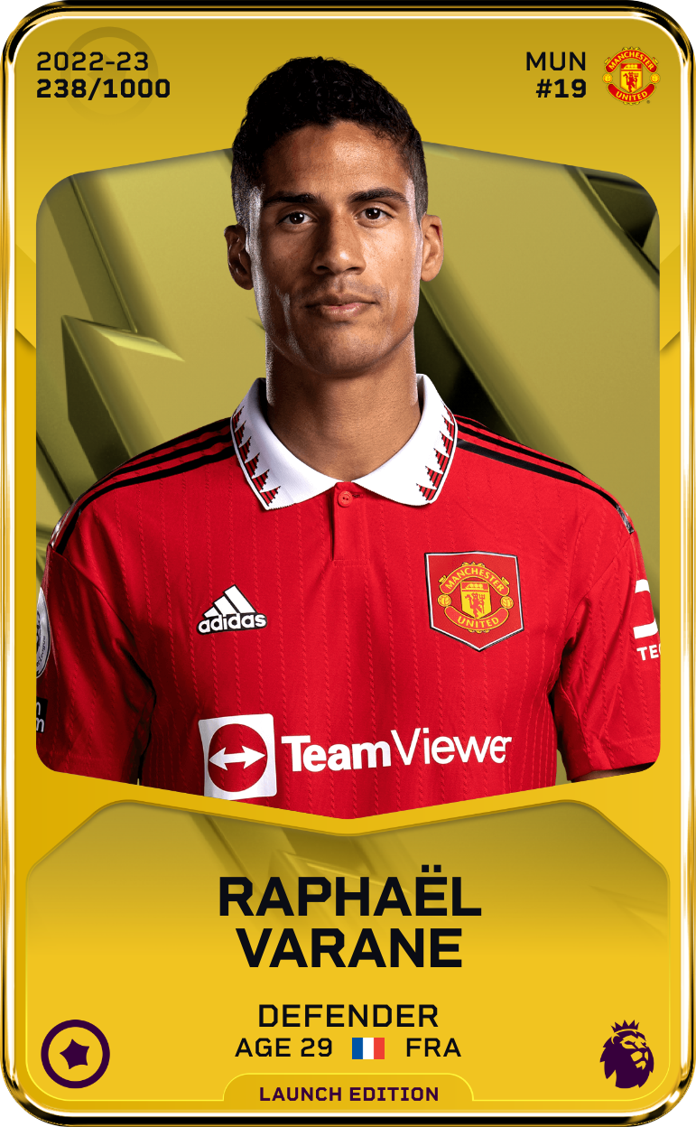 Sorare - Sorare Official - Raphaël Varane 2022-23 • Limited 238/1000 - NFT # 28701847645471633185373347485517463692270789702242120610631338224088002188139