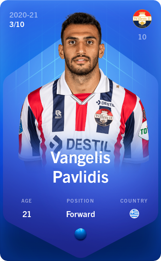 Sorare - Sorare Official - Vangelis Pavlidis 2020-21 • Super Rare 3/10 - NFT # 57733716456128767560574439710223366670847052984497408774642776442120146567763