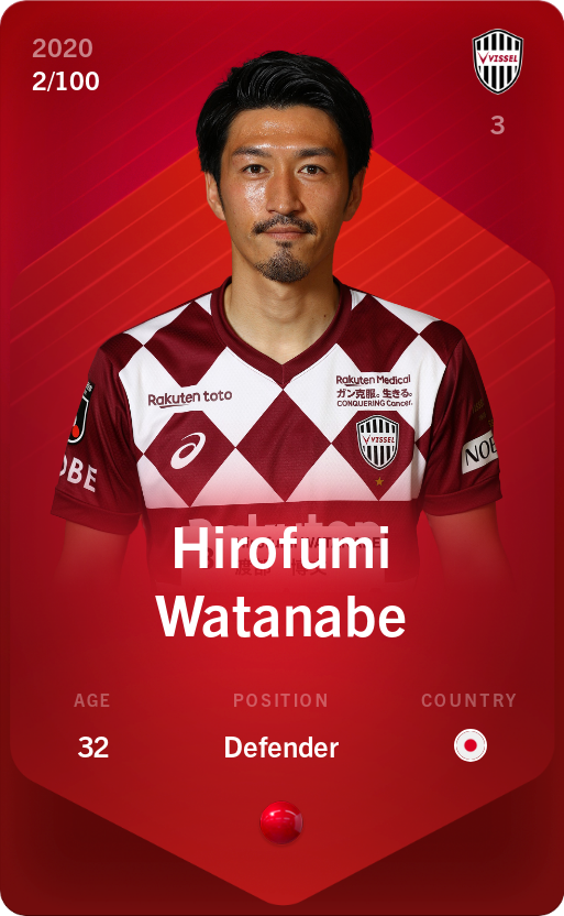 Sorare - Sorare Official - Hirofumi Watanabe 2020-21 • Rare 2/100 - NFT # 71804853893398699168215372902429184991442433868409467651392007274855232237684