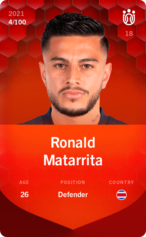 Sorare - Sorare Official - Ronald Matarrita 2021-22 • Rare 4/100 - NFT # 86831231937166167011520995823629306844743716255342795013598604483316442572765