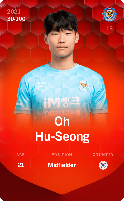 Sorare - Sorare Official - Oh Hu-Seong 2021-22 • Rare 30/100 - NFT # 105204312408750483588774958271138901643545943922606480790747545360632589348666