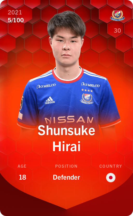 Sorare - Sorare Official - Shunsuke Hirai 2021-22 • Rare 5/100 - NFT # 10104059976034930344244608146849683287501894348449755851482924722014215486678