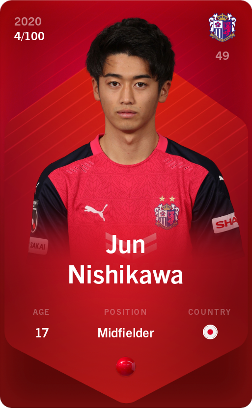 Sorare - Sorare Official - Jun Nishikawa 2020-21 • Rare 4/100 - NFT # 89288822614451902412408281546542886943731316902141755211281380226419903107449