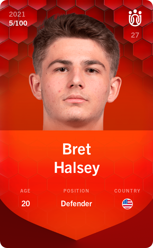 Sorare - Sorare Official - Bret Halsey 2021-22 • Rare 5/100 - NFT # 43845555465442015911631544978756264655321760617117902561455282786298769577550