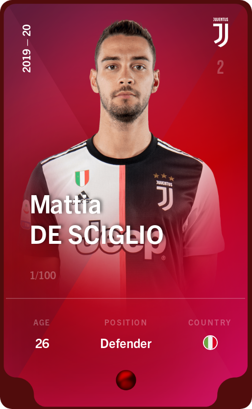 Sorare - Sorare Official - Mattia De Sciglio 2019-20 • Rare 1/100 - NFT # 112000857372631464362050528890140361003967503879835151071943331576369622686050