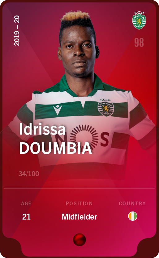 Sorare - Sorare Official - Idrissa Doumbia 2019-20 • Rare 34/100 - NFT # 55635342772966643142394407301901815242456554541516888453071785633624336409327