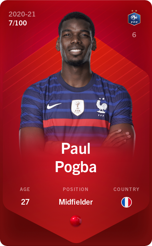 Sorare - Sorare Official - Paul Pogba 2020-21 • Rare 7/100 - NFT # 32398184741115217130314336103485369555698252474659524322758216982345986897795