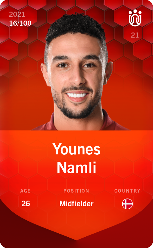 Sorare - Sorare Official - Younes Namli 2021-22 • Rare 16/100 - NFT # 56886947495751175023549491678056602837549054252553701961607686693761520051397