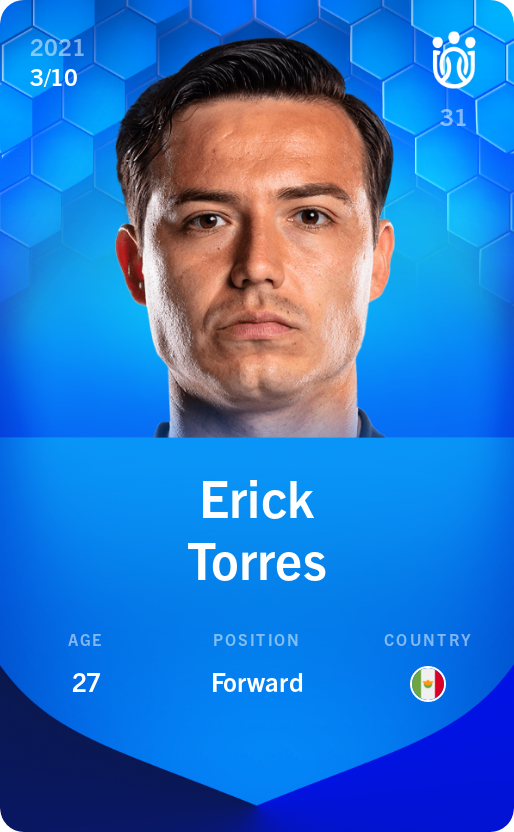 Sorare - Sorare Official - Erick Torres 2021-22 • Super Rare 3/10 - NFT # 85573739716737365271015436268113408502605107736644963639432872401452711404437