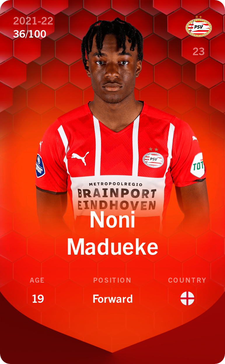 Sorare - Sorare Official - Noni Madueke 2021-22 • Rare 36/100 - NFT # 89862948234873536525082789461811796256404485133740201831242635621400842843306