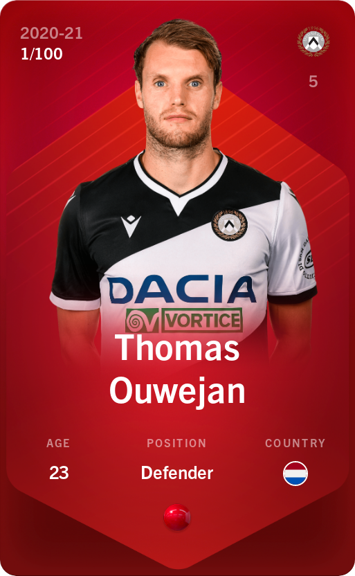 Sorare - Sorare Official - Thomas Ouwejan 2020-21 • Rare 1/100 - NFT # 109562122927011132634838630998525093615210436013240872925278730293462331244985