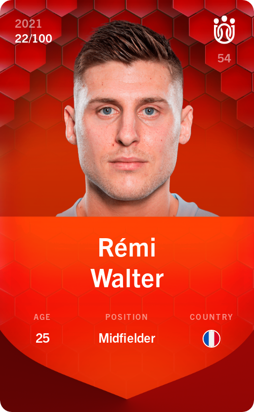 Sorare - Sorare Official - Rémi Walter 2021-22 • Rare 22/100 - NFT # 98575612457982229559819293052059179179657223088784666314143312037636216350514