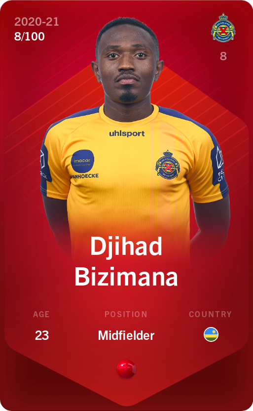 Sorare - Sorare Official - Djihad Bizimana 2020-21 • Rare 8/100 - NFT # 38719638102040140616743216223116962090779250639216458933991349137359455396173
