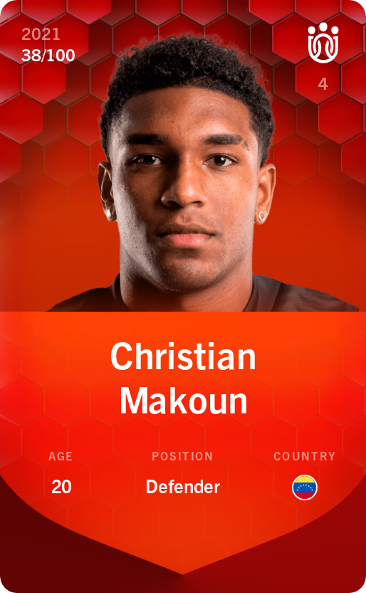 Sorare - Sorare Official - Christian Makoun 2021-22 • Rare 38/100 - NFT # 39838984246278605210099573258866568528282009640731247526851278304999667169974