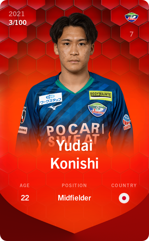 Sorare - Sorare Official - Yudai Konishi 2021-22 • Rare 3/100 - NFT # 95639828536608187857035529120627123198194591939120006914475500262288028702851