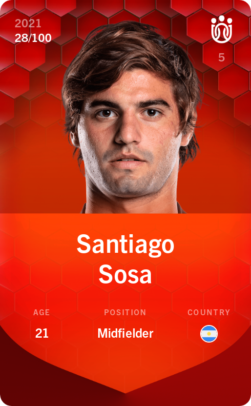 Sorare - Sorare Official - Santiago Sosa 2021-22 • Rare 28/100 - NFT # 112007922200459418706916702337778603410326194467409690718167368115415775123623