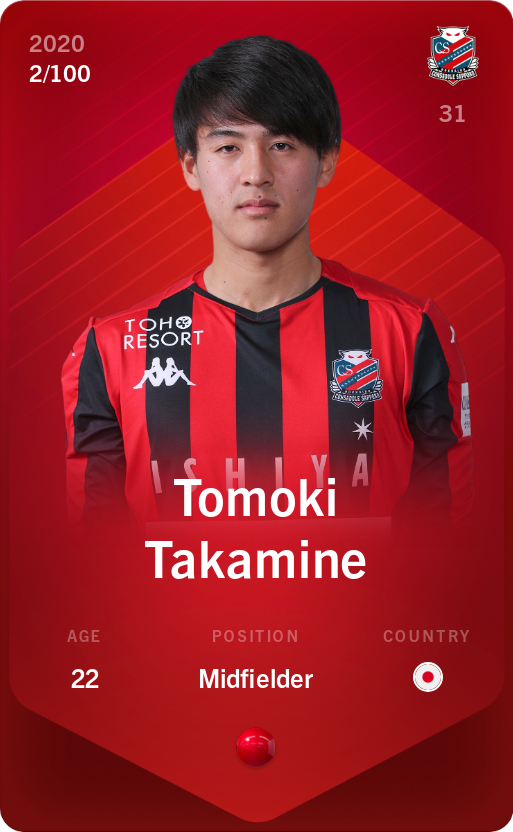 Sorare - Sorare Official - Tomoki Takamine 2020-21 • Rare 2/100 - NFT # 94564276328890128249929970565738656700377277720107209243791072530028789893228