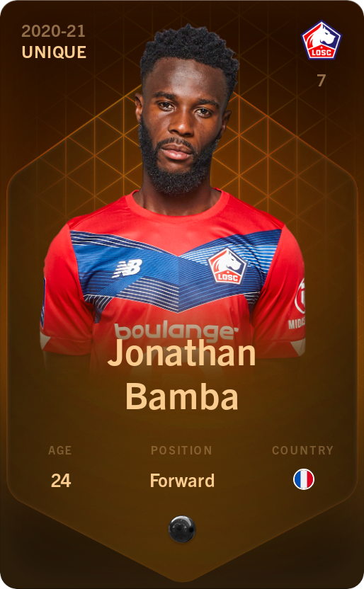 Sorare - Sorare Official - Jonathan Bamba 2020-21 • Unique - NFT # 93431089663890818750087146329186342776930236361653755042700088112523382246048