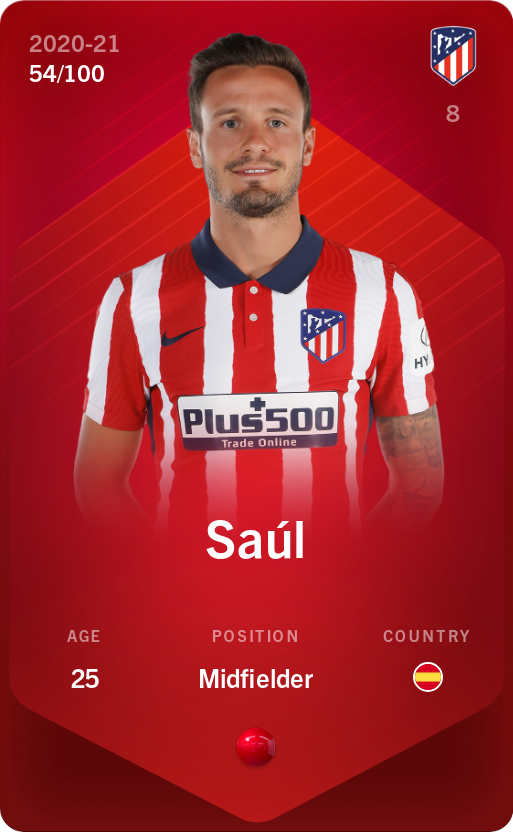 Sorare - Sorare Official - Saúl 2020-21 • Rare 54/100 - NFT # 97134753824338713604331990865463899158837609943798931137052563137915222640630