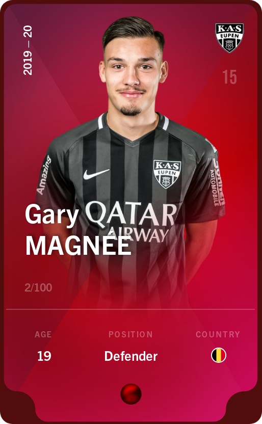 Sorare - Sorare Official - Gary Magnée 2019-20 • Rare 2/100 - NFT # 58349033543888331064718731150318401169039149974818785241219567493744959887949