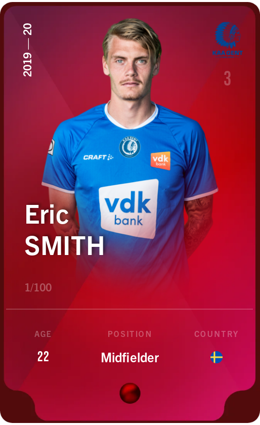 Sorare - Sorare Official - Eric Smith 2019-20 • Rare 1/100 - NFT # 72740911032964048152419806612116703326741105486043957120591131041914635307466