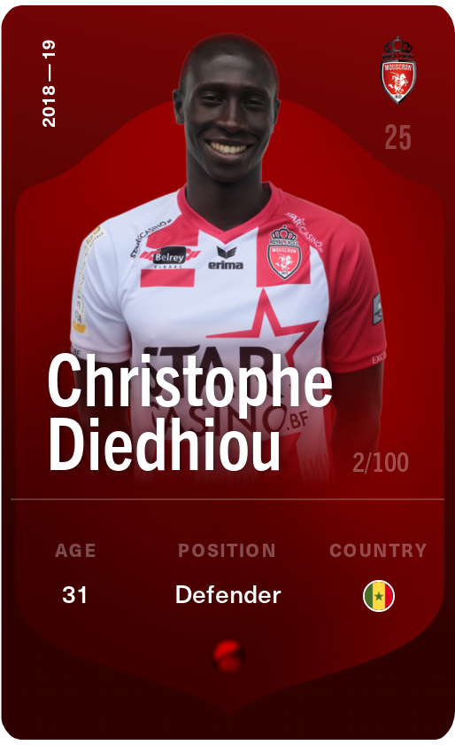 Sorare - Sorare Official - Christophe Diedhiou 2018-19 • Rare 2/100 - NFT # 84139667049121696122228924092191837550067762064026063650128751391090307314332