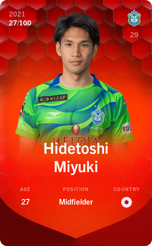 Sorare - Sorare Official - Hidetoshi Miyuki 2021-22 • Rare 27/100 - NFT # 112345680891840008629545606708028361912980926529949460867913858228224522223770
