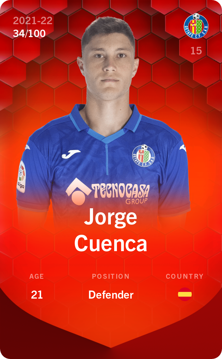 Sorare - Sorare Official - Jorge Cuenca 2021-22 • Rare 34/100 - NFT # 22403298742717300682827901497314007873522056671870702574683158871759067926898