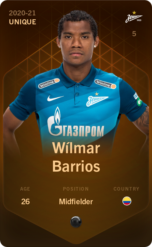 Sorare - Sorare Official - Wílmar Barrios 2020-21 • Unique - NFT # 79944718436640329249398589480907413730162762218872007507768415658815361362058