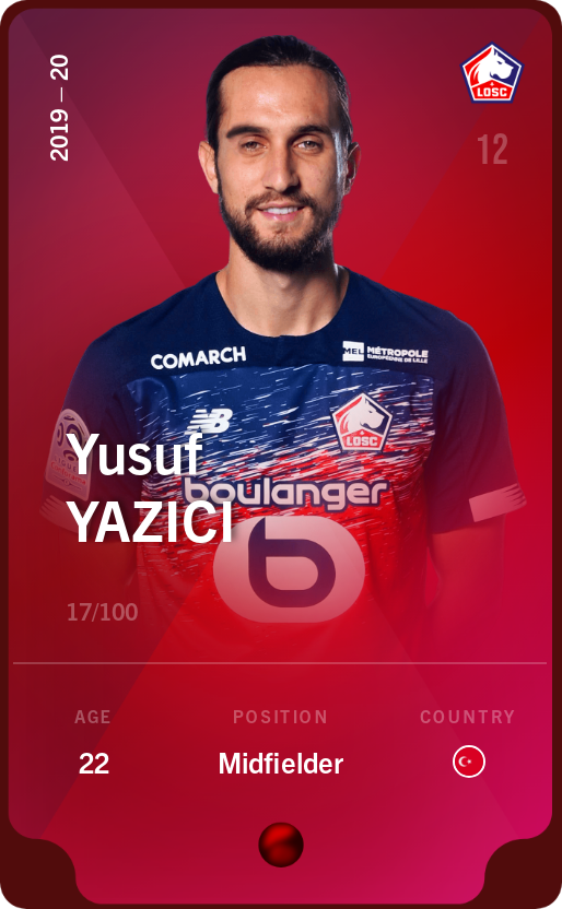 Sorare - Sorare Official - Yusuf Yazıcı 2019-20 • Rare 17/100 - NFT # 36668051885654357636223293271703103500930953048945636095687419047404114980279