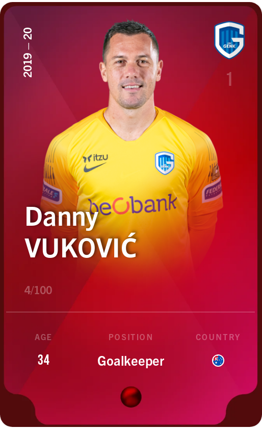 Sorare - Sorare Official - Danny Vuković 2019-20 • Rare 4/100 - NFT # 6663167326201304804386704162305503821581722469366776822939695257794188318377