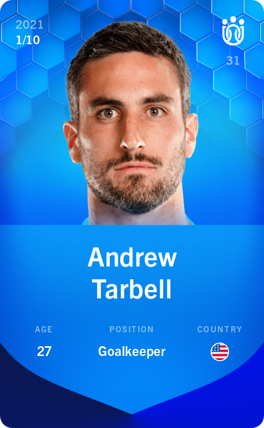 Sorare - Sorare Official - Andrew Tarbell 2021-22 • Super Rare 1/10 - NFT # 114754385173566716841289372596450005998700855160642256211956348728336807622797