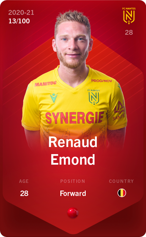 Sorare - Sorare Official - Renaud Emond 2020-21 • Rare 13/100 - NFT # 43051536217061272558835486736241948509131109692334569523016918949226337325624