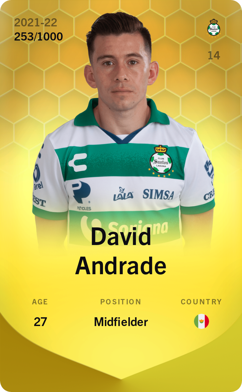 Sorare - Sorare Official - David Andrade 2021-22 • Limited 253/1000 - NFT # 76084681258854606328995011418766771607247795321895424924285297299200095734876