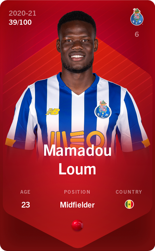 Sorare - Sorare Official - Mamadou Loum 2020-21 • Rare 39/100 - NFT # 51508738374386167175248904274373492289779261751567027586599471371616496727765