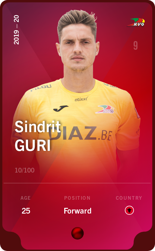 Sorare - Sorare Official - Sindrit Guri 2019-20 • Rare 10/100 - NFT # 65435633688735073847519458065055290135501571450948863016803567475212398166234