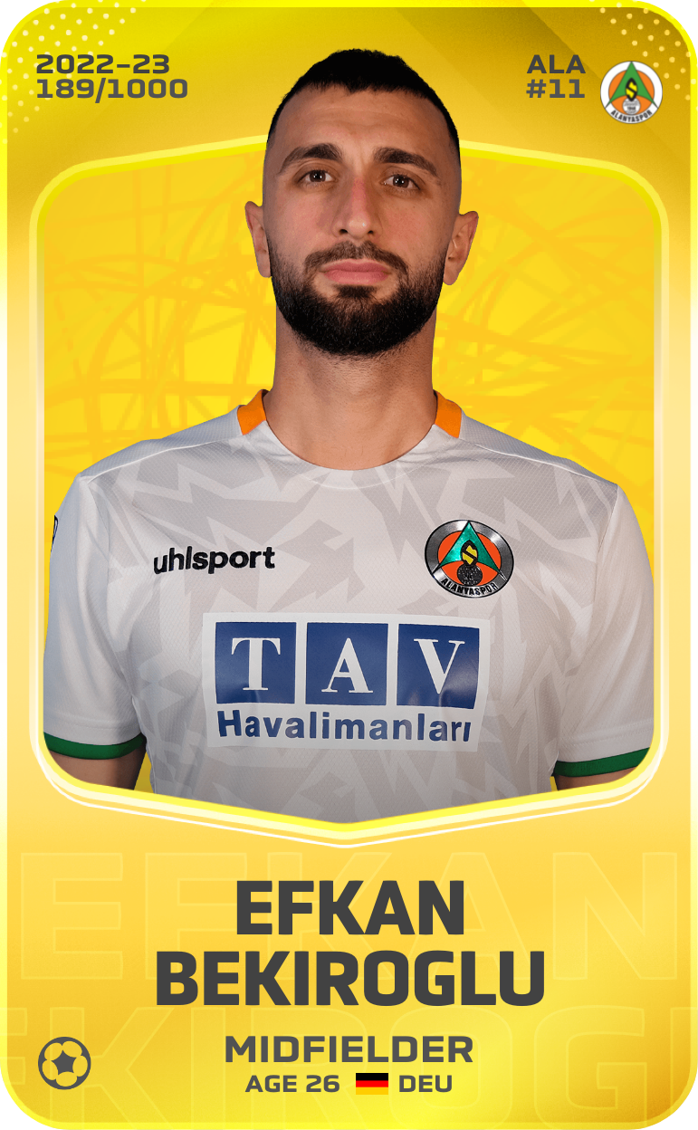 Sorare - Sorare Official - Efkan Bekiroglu 2022-23 • Limited 189/1000 - NFT # 79366306708098925694924351199230110467819258759730665906259705272032961106943