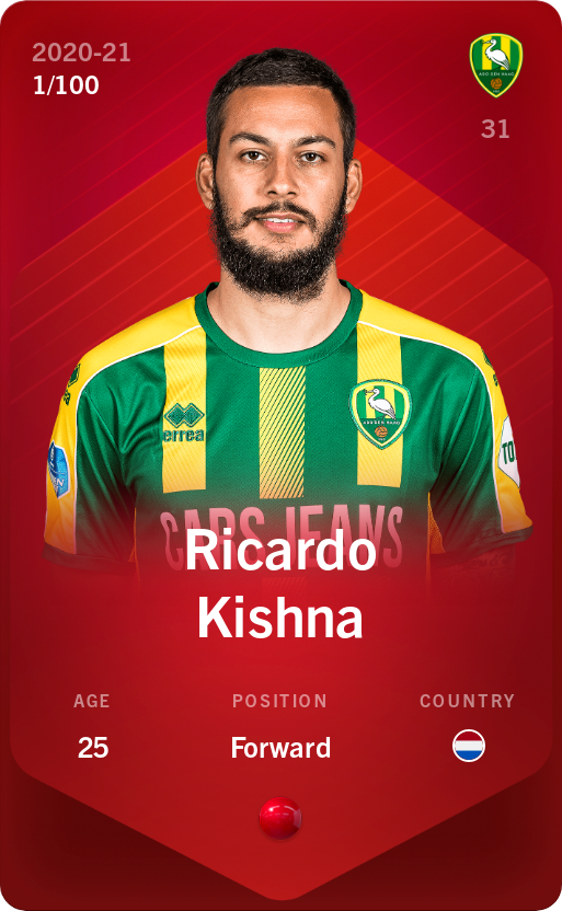 Sorare - Sorare Official - Ricardo Kishna 2020-21 • Rare 1/100 - NFT # 107730428366296786488433013113510816430608316157778029448873946437253365617474