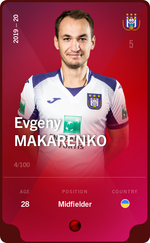 Sorare - Sorare Official - Evgeny Makarenko 2019-20 • Rare 4/100 - NFT # 80137537502419083416268924982880439891884458778140966755928846058640276332137