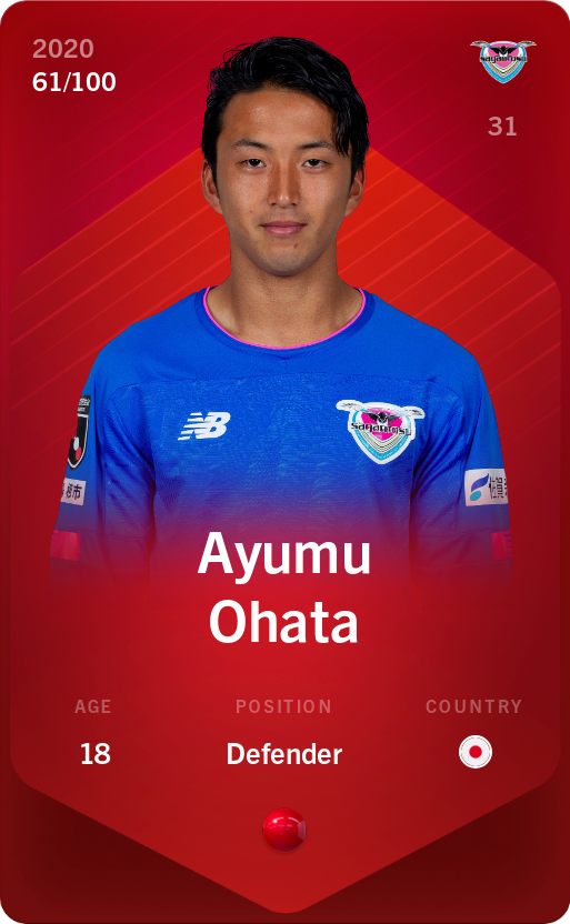 Sorare - Sorare Official - Ayumu Ohata 2020-21 • Rare 61/100 - NFT # 17455927588049869717149138893623568429613372919217369679820509816396791468548
