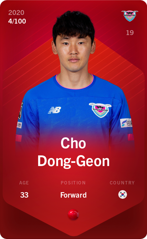 Sorare - Sorare Official - Cho Dong-Geon 2020-21 • Rare 4/100 - NFT # 112660279355143983288906909947198960578789080152659795166701545465782181246546
