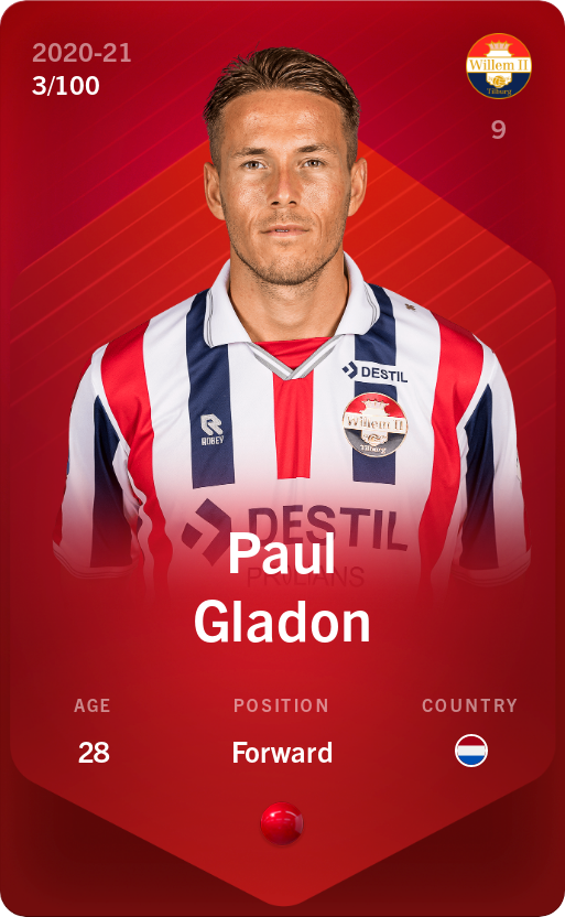 Sorare - Sorare Official - Paul Gladon 2020-21 • Rare 3/100 - NFT # 52766100265734066220015772937574045871226440401869862012654564181112017997390