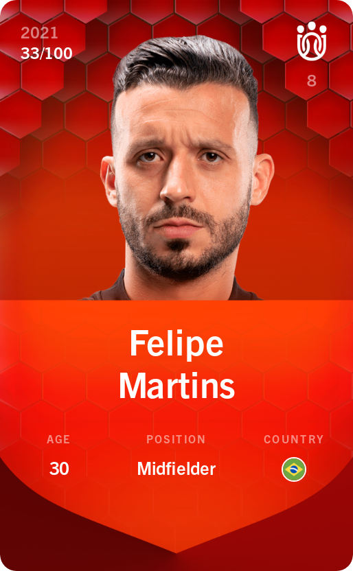 Sorare - Sorare Official - Felipe Martins 2021-22 • Rare 33/100 - NFT # 50018264536424971655681852786914022356568337719001909100229279525791271783418
