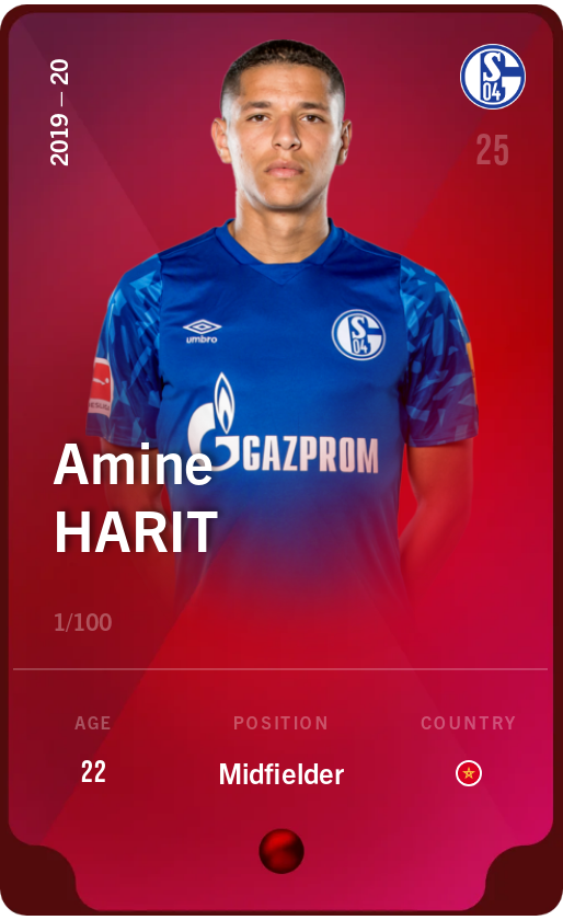 Sorare - Sorare Official - Amine Harit 2019-20 • Rare 1/100 - NFT # 74704481766366787191396402239683991306880860040152588137959894507824875697565