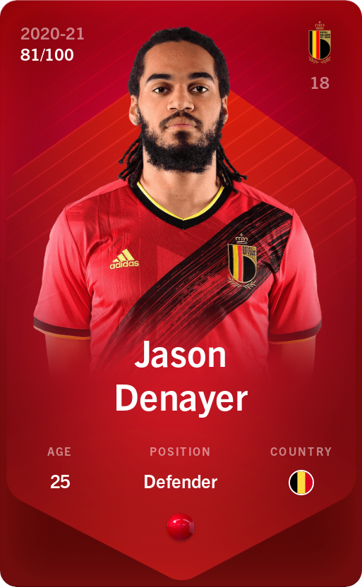 Sorare - Sorare Official - Jason Denayer 2020-21 • Rare 81/100 - NFT # 2105148896953098445696866721985025434209852744778836792467198171050114266107