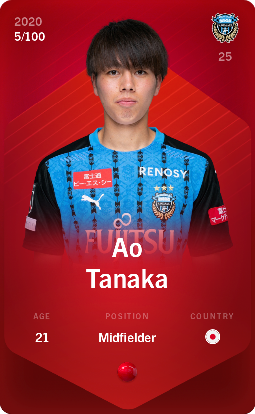 Sorare - Sorare Official - Ao Tanaka 2020-21 • Rare 5/100 - NFT # 66373557987468176475902735299004670666441126109454599058674349857496231160020