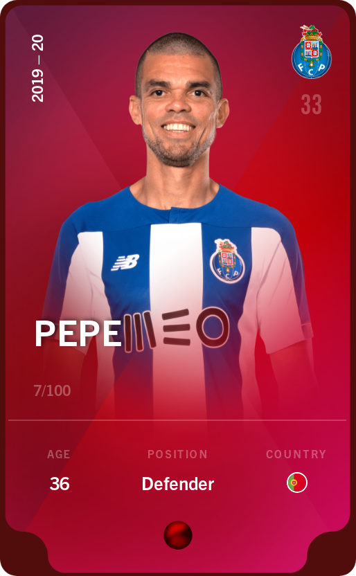 Sorare - Sorare Official - Pepe 2019-20 • Rare 7/100 - NFT # 29585201790985011786371523927876966807767924213599610714216127100553269453030