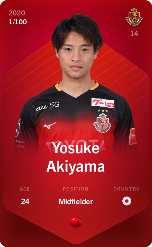 Sorare - Sorare Official - Yosuke Akiyama 2020-21 • Rare 1/100 - NFT # 55929194937113820674885801545185898943058342936929237284106279795021596921366