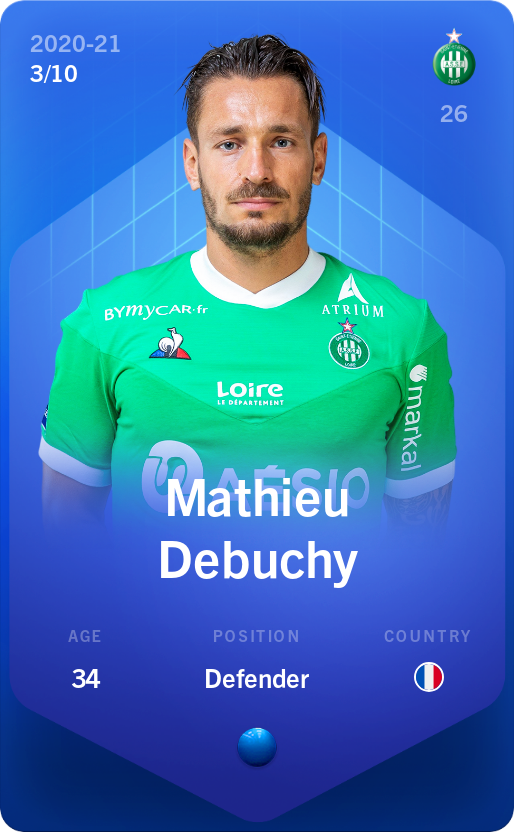 Sorare - Sorare Official - Mathieu Debuchy 2020-21 • Super Rare 3/10 - NFT # 62878150442094074781342856439536972447817578952305826391235523142915130649546